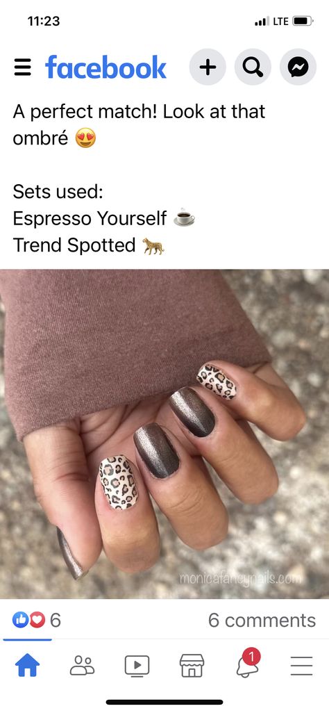 Colorstreet Nails 2023, Color Street Leopard Coat, Color Street Nails Fall 2023, Color Street Espresso Yourself Combo, Nailfie Ideas, Color Street Nails Combos, Color Street Fall, Nail Combos, Mani Ideas