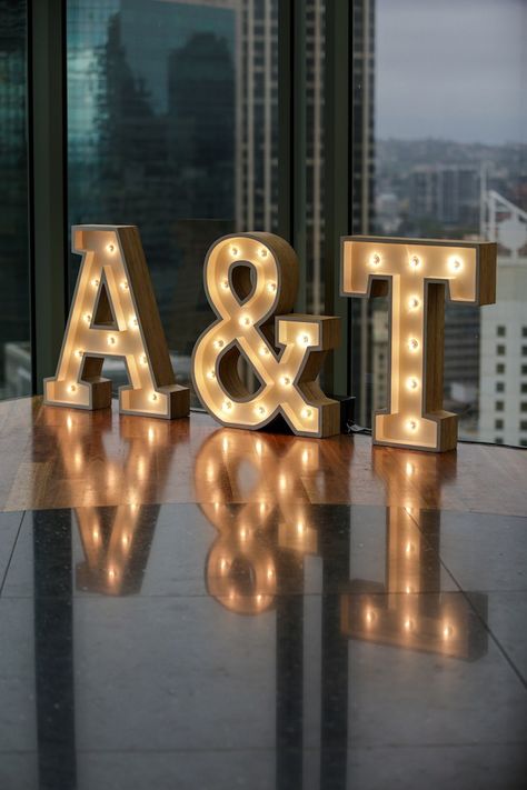 Marquee Letter Lights from a "Love at First Sight" Romantic Modern Wedding on Kara's Party Ideas | KarasPartyIdeas.com (6) Big Letters Decoration Wedding Ideas, Wedding Letter Lights, Wedding Light Letters, Wedding Light Up Letters, Letters At Wedding, Lighted Letters Wedding, Light Letters Decor, Marquee Lights Wedding, Wedding Letters Decor