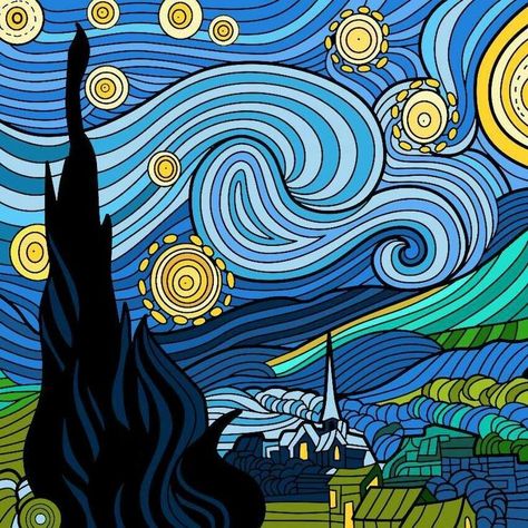 Starry Night Art, Desain Quilling, Arte Van Gogh, A Starry Night, Starry Nights, The Starry Night, Soyut Sanat Tabloları, Van Gogh Art, Starry Night Van Gogh