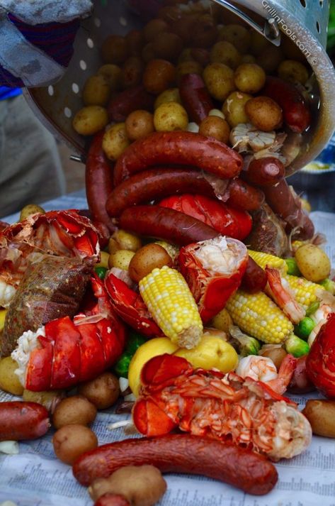 4th of July Lobster Boil | GrillinFools Crawfish Boil Recipe, Seafood Boil Party, Brisket Oven, Lobster Boil, Seafood Boil Recipes, Crab Boil, Boiled Food, How To Cook Lobster, Clam Bake