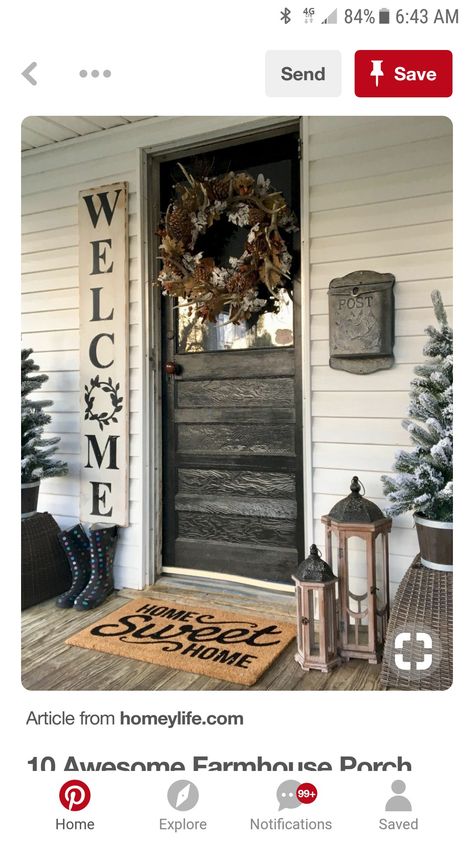 Rustic Farmhouse Front Porches, Rustic Porch Ideas, Farmhouse Front Porch Decorating, Farmhouse Front Door Decor, Farmhouse Front Porch Decor, Veranda Design, Fall Creations, Exterior Door Designs, Farmhouse Porch Decor