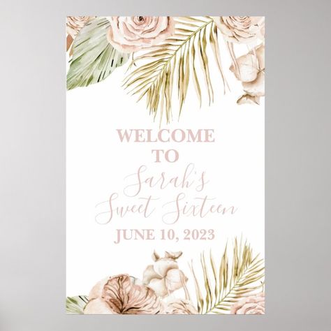 Boho Sweet 16 Welcome Sign - Sweet 16 Gifts Flower Sweet 16, Boho Sweet 16, Sweet 16 Welcome Sign, 16 Gifts, Birthday Welcome Sign, Sweet 16 Gifts, 16 Birthday, Sweet 16 Birthday, Sweet Sixteen