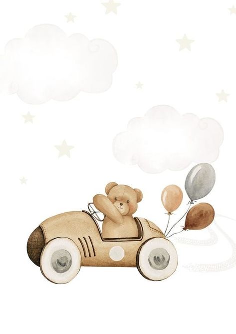 Theme Bapteme, Baby Print Art, Teddy Bear Party, Teddy Bear Print, Baby Posters, Bear Nursery, Baby Painting, Baby Frame, Baby Stickers