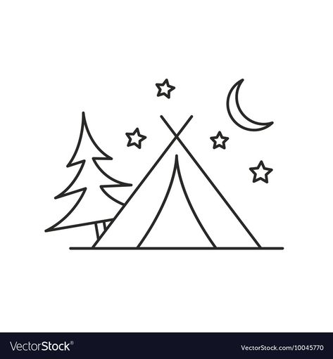 Camping tent icon outline Royalty Free Vector Image Tent Icon, Tent Vector, Camping Drawing, Fall Farmhouse Decor, Fall Farmhouse, Drawing Simple, Camping Tent, Tent Camping, Farmhouse Decor