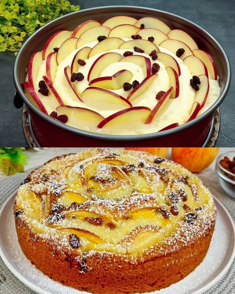 This Apple Cream Cake is a delightful dessert that combines the flavors of fresh apples, creamy custard, and a tender cake base. The cake is perfect for any occasion, whether ... Read more Raisin Cake, Apple Cream, Grandma Cooking, Jamie Oliver Recipes, Apple Pies, Grandmas Recipes, Apple Desserts, Moist Cakes, Apple Cake