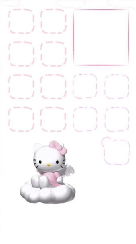 Hello Kitty Home Screen, App Outline Wallpaper, Hello Kitty Home, Outline Wallpaper, 헬로키티 배경화면, Walpaper Hello Kitty, Ios App Iphone, Iphone Home Screen Layout, Iphone Organization