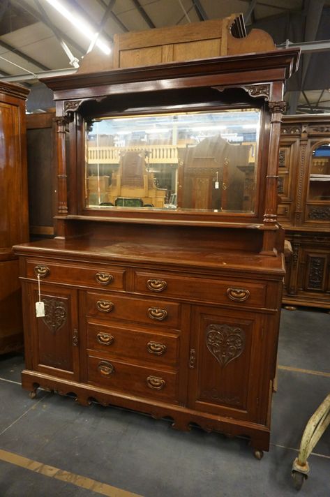 Edwardian Mirror top sideboard - 01 Furniture - Strydhagen Edwardian Mirror, Edwardian Sideboard, Edwardian Furniture, Edwardian House, Edwardian Style, Edwardian Fashion, Wood Paneling, China Cabinet, Sideboard