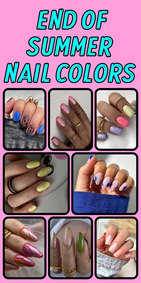 Discover trendy end of summer nails on sale now at your favorite retailer. With a wide range of colors and designs, you can find the perfect nail shape and art to suit your style. Opt for acrylic nails in square or almond shapes, or try color gel for a long-lasting finish. From cute and simple designs to bright and bold colors, these end of summer nails offer something for everyone. Explore minimalist and subtle ideas for a refined look. End Of Summer Nail Ideas, End Of Summer Nails Color, End Of Summer Nails Ideas, End Of Summer Nails, Perfect Nail Shape, Neon Orange Nails, Sky Blue Nails, Orange Nail Polish, Classy Nail