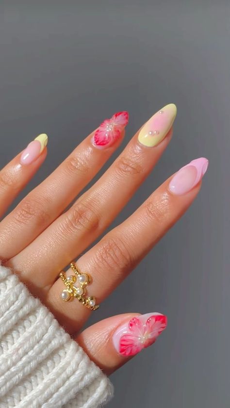 Hawaii Nails, Spring Acrylic Nails, Summery Nails, Basic Nails, Classy Acrylic Nails, Soft Nails, Acrylic Nails Coffin Short, Fire Nails, Pretty Acrylic Nails