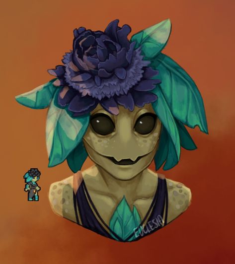 Starbound Floran Art, Plant Humanoid, Firbolg Necromancer, Plant Alien Humanoid, Female Plant Monster, Plant Fairy Character Design, Food Plushies, Plant People, Worlds Apart