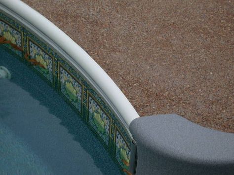 Different options for Swimming Pool Coping Painting Pool Coping, Pool With Dark Coping, Inground Pool Coping, Vinyl Pool Liner Colors In Water, Merlin Pool Liners Inground Colors, Gli Grey Opal Pool Liner, Metal Pool, Inground Pool Landscaping, Exposed Aggregate