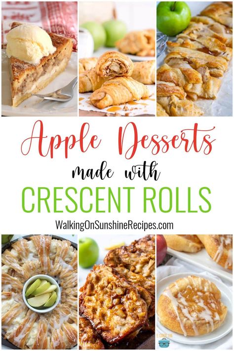 Apple Danish Crescent Rolls, Cresent Roll Apple Pies, Pilsbury Crescent Recipes Dessert Apple, Apple Recipes Using Crescent Rolls, Crescent Roll With Apples, Crescent Roll Apple Strudel, Crescent Roll Recipes With Apples, Apples Wrapped In Crescent Rolls, Crescent Roll And Apples