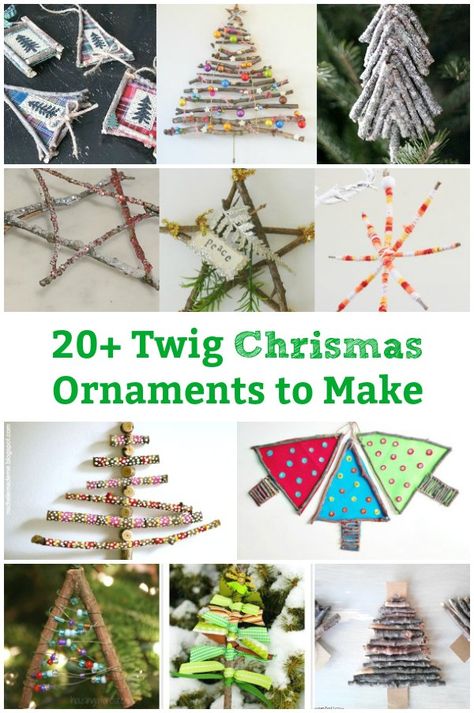 20 twig Christmas ornaments that are easy to make, head outside & gather up your craft supplies. From stars to trees there are many ways to transform twigs. #christmasornaments #naturecraft #twigcrafts #twigornaments #ecocrafts #naturalcrafts #naturalchristmas #simplechristmas #bohochristmas Kid Made Christmas Ornaments, Diy Harry Potter Christmas Ornaments, Kids Make Christmas Ornaments, Tree Branch Crafts, Harry Potter Christmas Ornaments, Twig Christmas Tree, Twig Crafts, Stick Christmas Tree, Homemade Christmas Ornaments