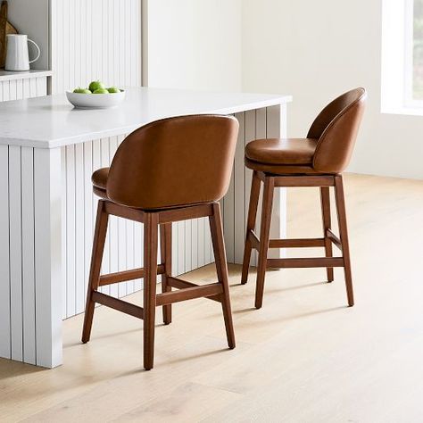 Wood And Leather Bar Stools, Wood Swivel Bar Stools, Upholstered Counter Stools With Backs, Leather Swivel Counter Stools, Brown Counter Stools, Kitchen Counter Stools With Backs Swivel, Swivel Barstools In Kitchen With Backs, Leather Barstools In Kitchen, Leather Counter Stools With Backs