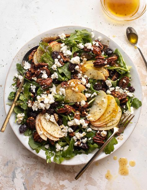 Honeycrisp Apple Salad, Bacon Wrapped Figs, Apple Cranberry Salad, Caramel Pecans, Kale Salads, Honeycrisp Apple, Lunch Salad, Resep Salad, Cranberry Salad