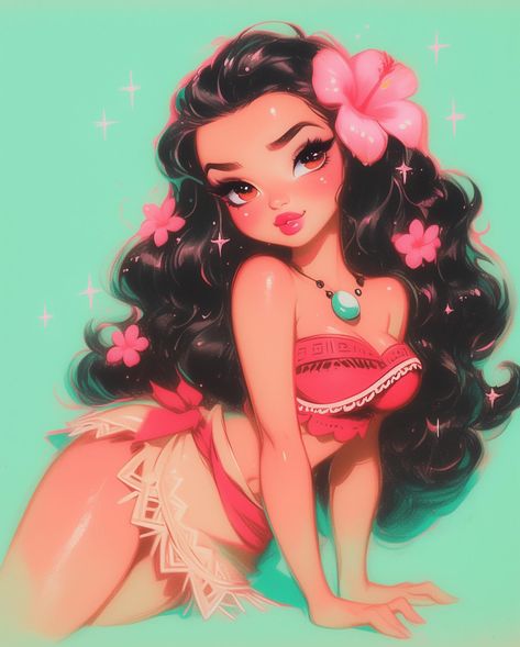 🌊🌺🪝🩵💖✨ Pocket Princess Comics, Disney Pin Up, Alternative Disney Princesses, Disney Princess Moana, Alternative Disney, Phone Wallpaper Pink, Disney Instagram, Disney Collage, Disney Princess Drawings