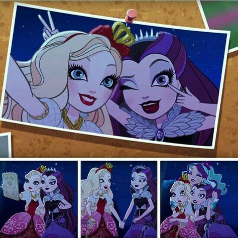 Apple White And Raven Queen, Ever After High Rebels, Raven Queen, Notice Board, Apple White, Ever After High, High Art, Fluttershy, Movie Art