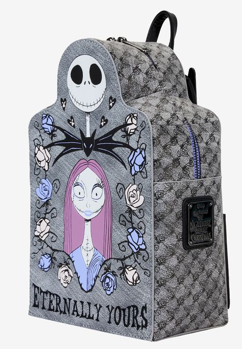 Eternally Yours! Now that is a nice saying that perfectly encapsulates Jack Skellington and Sally. Make everyone in Disneyland jealous with this captivating Eternally Yours, Jack Skellington And Sally, Winged Skull, Nightmare Before Christmas Jack, Loungefly Bag, Ballerina Shoes Flats, Zipper Charms, Jack And Sally, Loungefly Disney