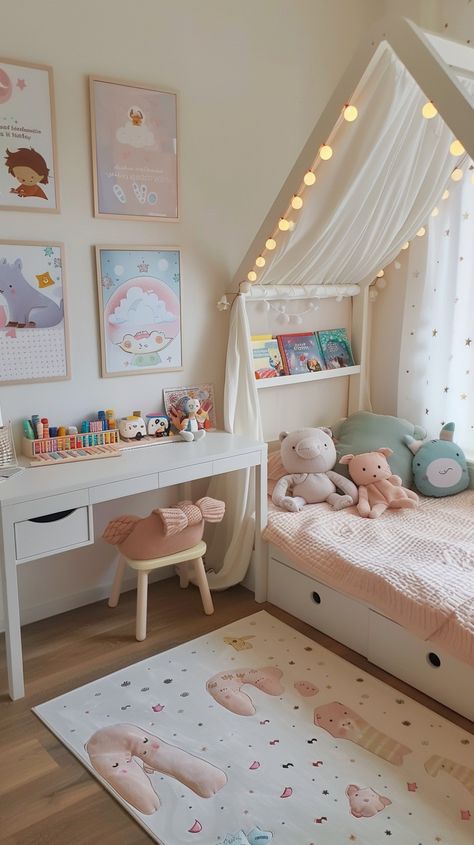 Cozy Kids Bedroom Bedroom For 5 Year Girl, Girl Toddler Bedroom Designs, Toddler Girl Small Bedroom Ideas, Preschool Girl Bedroom, Peppa Pig Bedroom, Girl Kid Bedroom, Fairy Bedroom Ideas For Kids, Toddler Room Girl, Bedroom Ideas For Teens