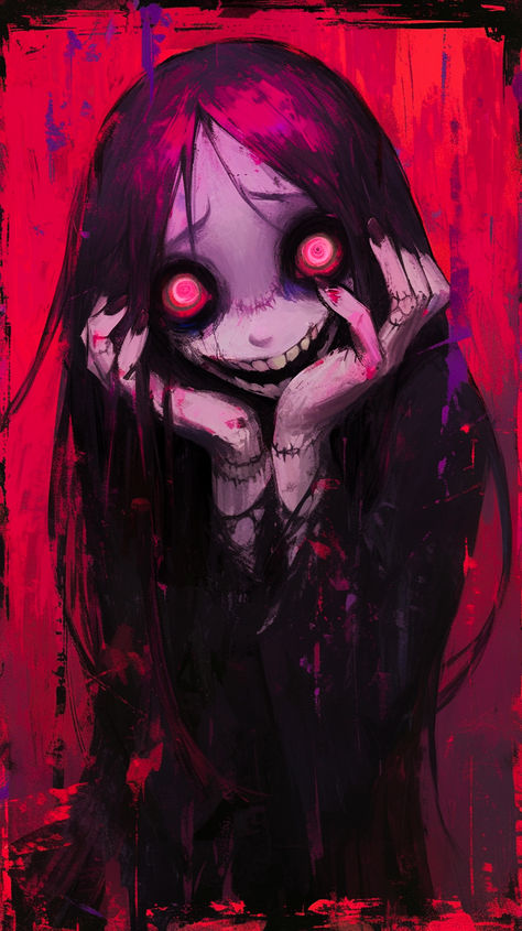 Smiling Monster Art, Blood Wallpers Dark, Edge Ideas, Dark Picture, Biro Art, Spooky World, Creepy Smile, Japanese Pop Art, Anime Smile