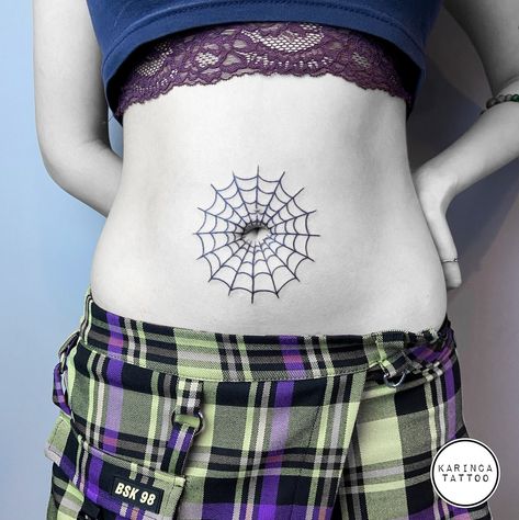 Spiderweb Stomach Tattoo, Pelvic Tattoos Women Ideas, Pelvic Tattoos, Belly Button Tattoos, Belly Button Tattoo, Button Tattoo, Spider Web Tattoo, Belly Tattoo, Web Tattoo