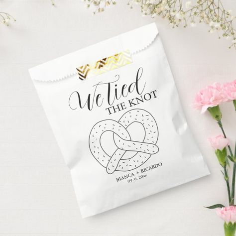 Modern We tied the knot pretzel favor bag wedding We Tied The Knot Pretzel, Wedding Favor Snacks, We Tied The Knot, Back To School Deals, Wedding Favor Bags, Favor Bag, Tie The Knots, Favor Bags, Wedding Favor