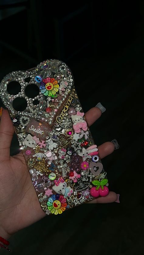 Blinged Phone Cases, Hello Kitty Junk Phone Case, Junk Phone Case Pink, Junky Phone Case, Junk Iphone Case, Junk Charm Phone Case, Junk Case Iphone, Charm Phone Cases, Junk Cases Iphone