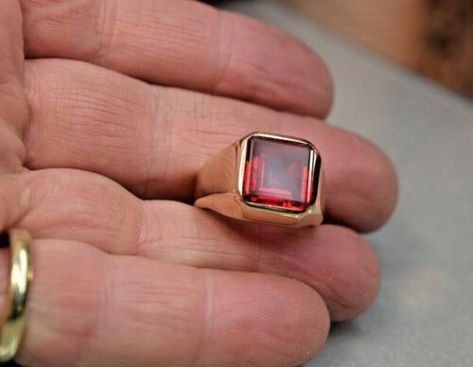 Find many great new & used options and get the best deals for 2CT Square Cut Ruby lab-created Men's Pinky Band Ring 14k Yellow Gold Finish. at the best online prices at eBay! Free delivery for many products! Yellow Plates, Friend Girlfriend, Gifts For Your Sister, Christmas Gifts For Him, Asscher Cut, Ring Promise, Square Cut, Men's Ring, Traditional Jewelry