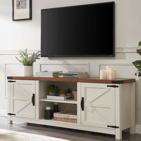 Barn Door Media Console, Television Console, Barn Door Cabinet, Living Room Antique, Farmhouse Tv, Media Console Table, White Tv Stands, Modern Entertainment Center, Farmhouse Tv Stand