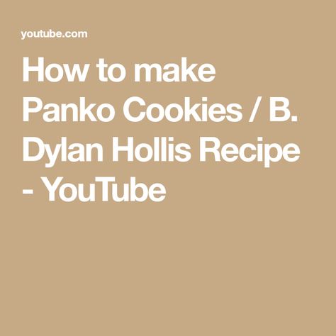 How to make Panko Cookies / B. Dylan Hollis Recipe - YouTube Panko Cookies, B Dylan Hollis, Dylan Hollis, Bread Crumbs, Powdered Sugar, Almond, Vanilla