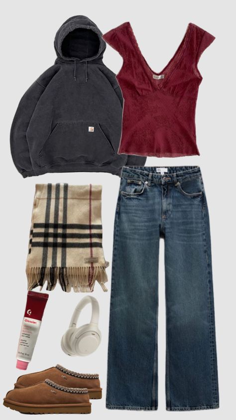 #fall #autumn #aesthetic Fall Autumn Aesthetic, Scarf Autumn, Scarf Outfit, Outfit Red, Red Scarf, Downtown Girl, Swaggy Outfits, Autumn Aesthetic, Outfit Inspo Fall