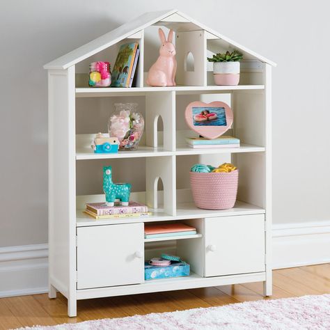 Bedroom Bookshelf, Dollhouse Bookshelf, Dollhouse Bookcase, Kids Doll House, Wooden Nursery, Bookshelves In Bedroom, Childrens Bedroom Furniture, Youth Furniture, Roof Shapes