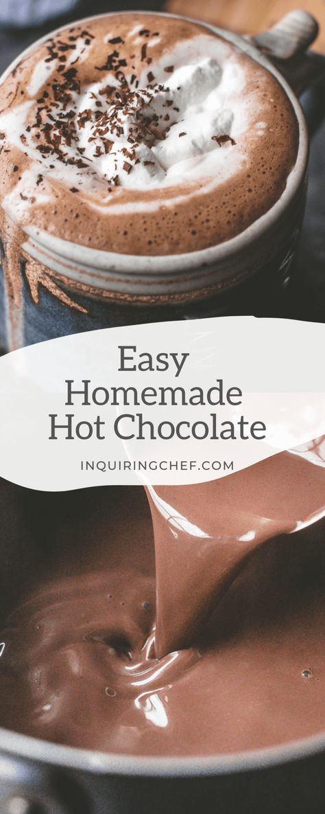 Homemade Hot Chocolate Best Homemade Hot Chocolate, Rich Hot Chocolate, Milk Chocolate Recipes, Easy Potluck, Crockpot Hot Chocolate, Chocolate Recipes Easy, Easy Holiday Desserts, Turmeric Recipes, Cocoa Recipes