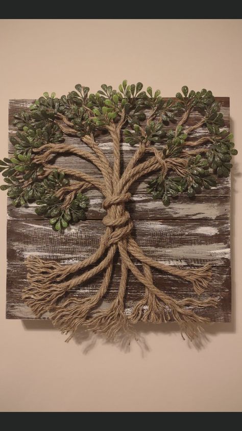 Rope Wall Hanging, Tree Of Life Crafts, Dekoratívne Vence, Rope Wall, Wall Hanging Macrame, Deco Nature, Jute Crafts, Rope Crafts Diy, Craft Room Decor