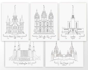 LDS decor watercolor portraits and so much more by CastelArts Lds Paintings, Lds Decor, Lds Coloring Pages, Jesus Christ Painting, Utah Temples, Simple Portrait, Engineer Prints, Coloring Bookmarks, Lds Primary