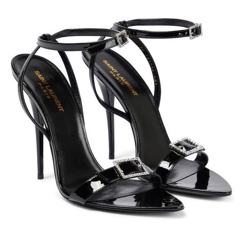 Genuine Leather Sandals, Types Of Heels, Ankle Strap Shoes, Saint Laurent Shoes, Ankle Straps, Looks Vintage, Womens High Heels, High Heel Sandals, Leather Fashion