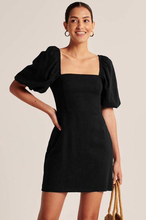 Puffed Sleeve Dress, Black Puff Sleeve Dress, Abercrombie Dress, Dress Puff Sleeve, Photoshoot Dress, Flowing Dresses, Puff Sleeve Dress, American Clothing, Puffed Sleeves Dress