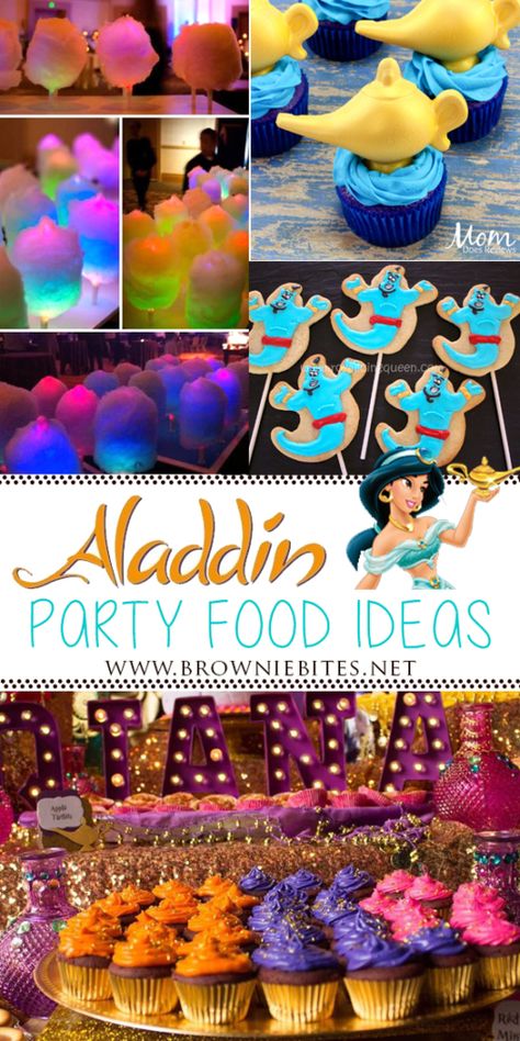 Here are THE BEST Aladdin Party Food Ideas | Brownie Bites Blog Aladdin Party Food Ideas, Aladin Themed Food, Aladdin Theme Party Food, Arabian Nights Food Ideas, Alladin Theme Birthday Party, Arabian Nights Party Food, Aladdin Themed Snacks, Princess Jasmine Food Ideas, Genie Birthday Party Ideas