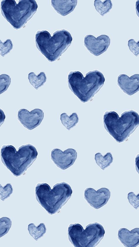 Wallpaper Watercolor, Watercolor Heart, Preppy Wallpaper, Heart Wallpaper, Blue Wallpaper, Blue Watercolor, Blue Wallpapers, Iphone Wallpaper, Blue And White