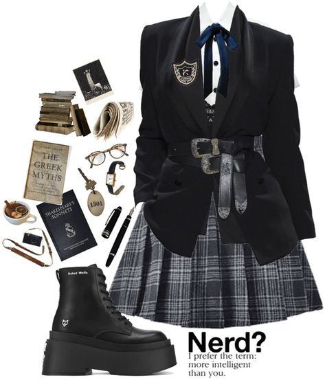 school Outfit | ShopLook Wednesday Uniform Aesthetic, Uniform Costume Ideas, Uniform Accessories School, Nevermore Academy Outfit, Prep Goth Outfit, Gothic Uniform School, Nevermore Uniform Aesthetic, Nevermore Academy Uniform Aesthetic, Gothic School Aesthetic