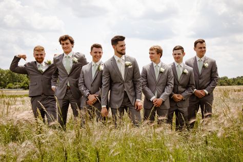 Sage green and grey wedding theme Grey And Sage Green Groomsmen Attire, Green And Grey Groomsmen, Charcoal Grey Groomsmen Suits, Dark Grey Groomsmen Suits, Dark Grey Groomsmen, Groomsmen Attire Grey, Grey Groomsmen Suits, Sage Green And Grey, Green Tux