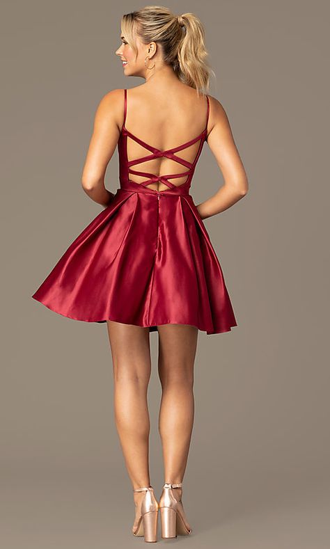 Open-Back Short Skater-Skirt Hoco Dress - PromGirl Dresses Open Back, Hoco Dress, Simply Dress, Ranveer Singh, Dresses Elegant, Hoco Dresses, Blackheads, Dance Dresses, Look Cool