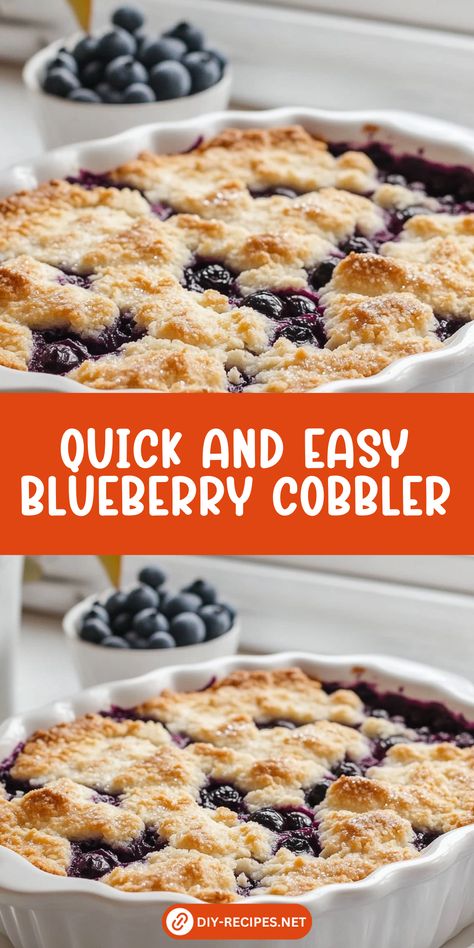 Looking for a quick dessert? Try this easy Blueberry Cobbler recipe with fresh blueberries and a simple, sweet crust. Easy Dessert Recipes Blueberry, Cooks Country Blueberry Cobbler, Blueberry Cobbler With Frozen Blueberries, Blueberry Easy Dessert, Easy Desserts With Blueberries, Simple Blueberry Cobbler, Easy Blueberry Cobbler 4 Ingredients, Blueberry Cobbler With Frozen Berries, Fresh Blueberries Recipes