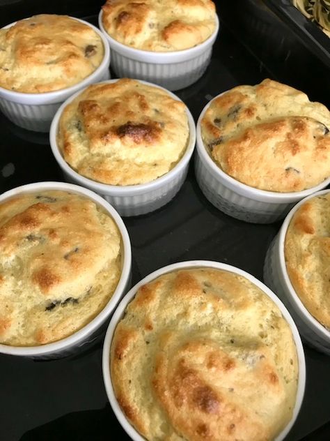 Individual Mushroom Souffles - The Hive Individual Souffle Recipes, Mushroom Souffle Recipe, Souffle Recipes Easy, Breakfast Souffle, Cheese Souffle Recipes, Cocotte Recipe, Mushroom Recipes Healthy, Souffle Recipes, Bacon Stuffed Mushrooms