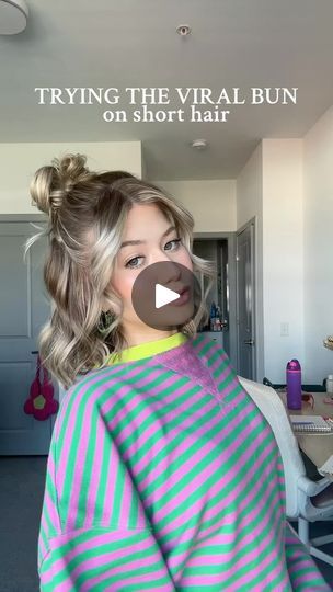 69K views · 536 reactions | QUITE LITERALLY PERFECT MESSY BUN! (Since my hair is short I can only get a half up bun atm!) | Kait Nicole Beauty | Ariana Grande · bye Mini Bun, Half Up Bun, Perfect Messy Bun, Half Bun, Short Hair Bun, Messy Short Hair, Short I, Messy Bun, Half Up