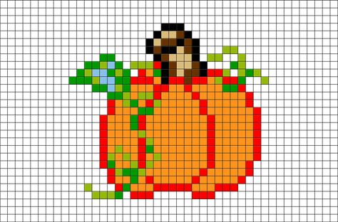 Pixel Art Orange, Pixel Art Autumn, Pumpkin Pixel Art, Fall Pixel Art, Pixel Pumpkin, Halloween Pixel Art, Orange Food, Squash Plant, Pumpkin Cross Stitch