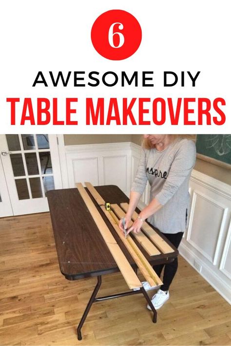 Upcycle Table Top, Upcycle Dining Table, Upcycled Dining Table, Table Makeover Ideas, Small Farmhouse Table, Easy Furniture Makeover, Upcycle Table, Easy Table, Cheap Table