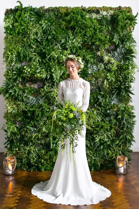 wpid city chic london river rooms wedding Wall Greenery, Greenery Backdrop, Wedding Backdrop Ideas, Greenery Wedding Decor, Greenery Wall, Grass Wall, Flower Walls, Most Pinned, Wedding Backdrops