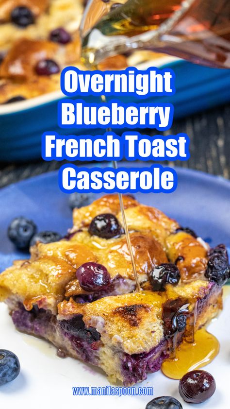 Juicy berries, crunchy walnuts plus yummy cream cheese and warmed up maple syrup make this Overnight Blueberry French Toast Casserole a fantastic breakfast or brunch dish for Thanksgiving, Christmas, and any day of the year. Can easily be doubled to accommodate a crowd! #blueberryfrenchtoastcasserole #summerberries #blueberries Fluffy French Toast, Magical Slow Cooker, Blueberry French Toast Casserole, Stuffed French Toast Cream Cheese, French Toast Casserole Overnight, The Magical Slow Cooker, French Toast Casserole Recipes, Blueberry French Toast, Overnight Blueberry French Toast