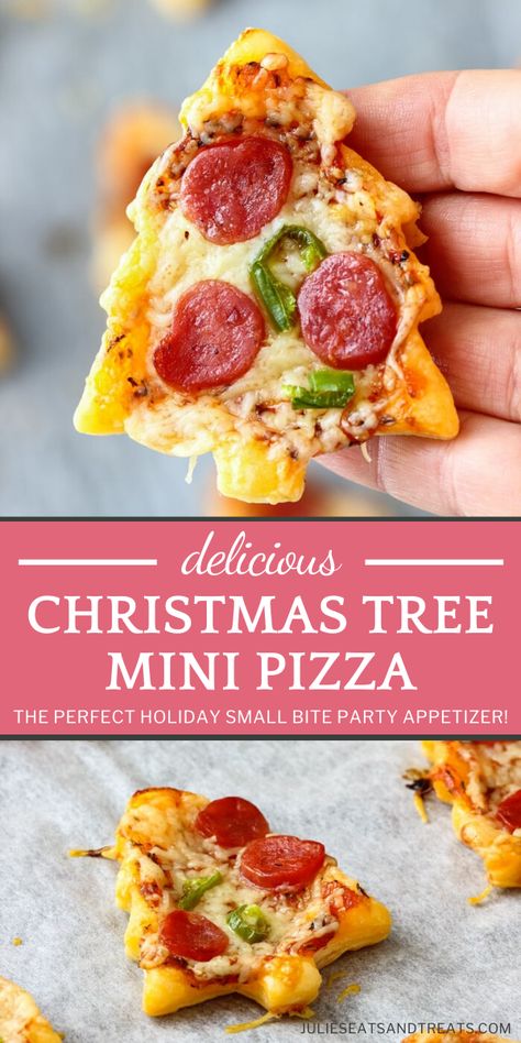 Planning a party this Christmas in July? Add this fun and festive Christmas Tree Mini Pizza to your menu! This easy recipe is a cool idea to make with your kids. In just 30 minutes, you can have the perfect small-bite holiday appetizer that is sure to please a crowd! Appetizers For Party Crowd Pleasers, Christmas Pizza, Party Crowd, Dessert Halloween, Kids Pizza, Appetizers For Kids, Yummy Meals, Party Appetizers Easy, Christmas Food Dinner